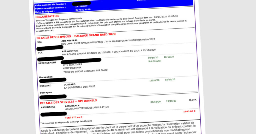 résumé d'inscription